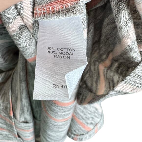 Purejill J. Jill Gray Heather Striped Long Sleeve Asymmetrical Hem Tunic Top XL - Picture 6 of 7